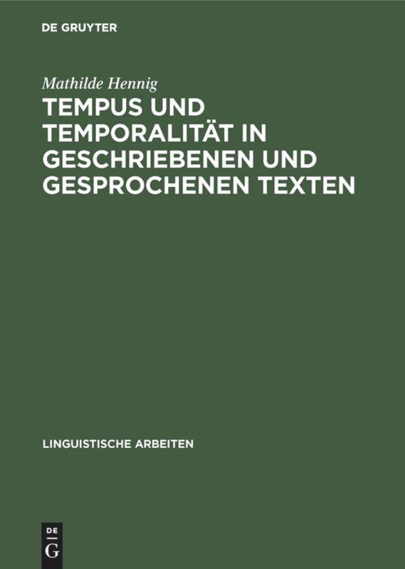 Vorderes Coverbild Tempus und Temporalität in geschriebenen und gesprochenen Texten