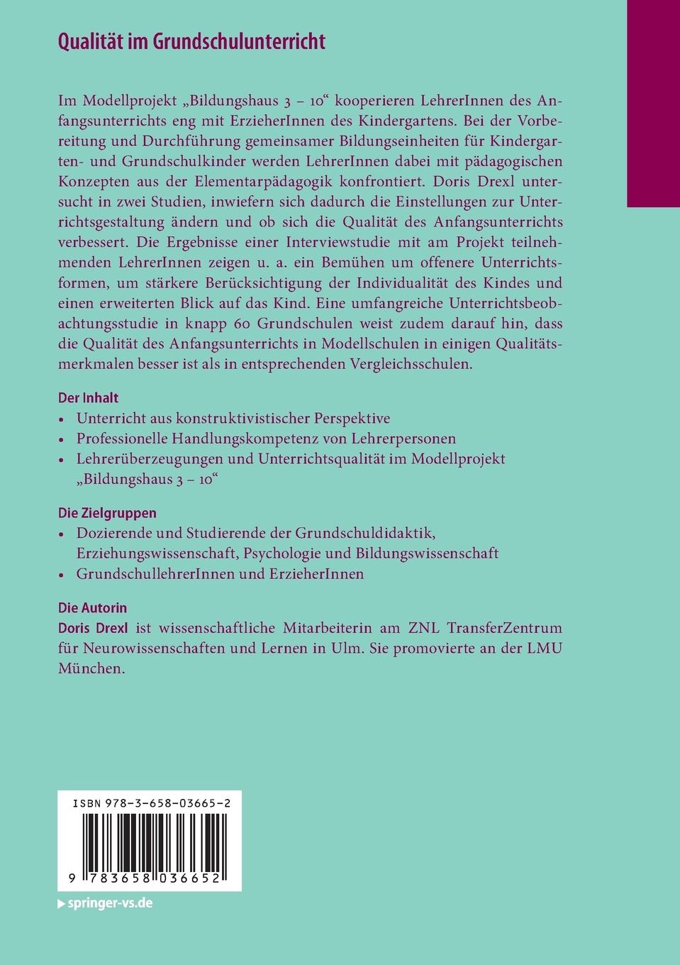 Rückseitencover Qualität im Grundschulunterricht