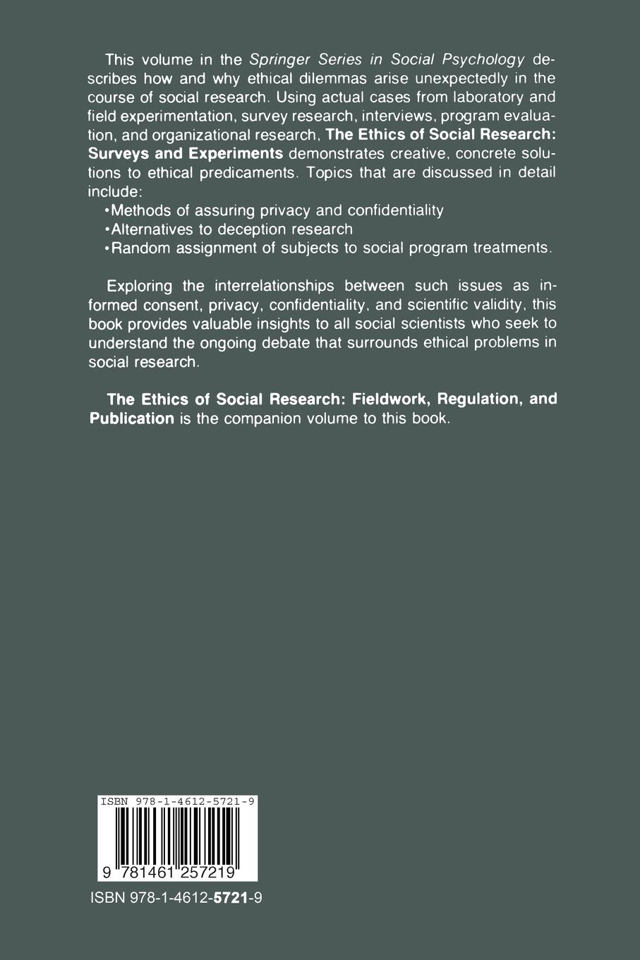 Rückseitencover The Ethics of Social Research
