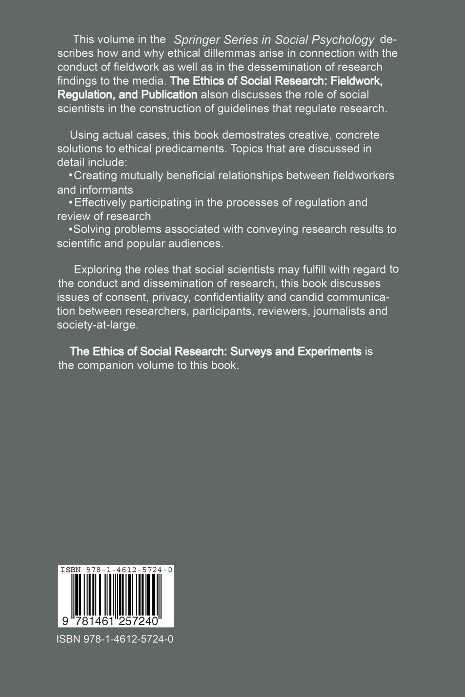 Rückseitencover The Ethics of Social Research