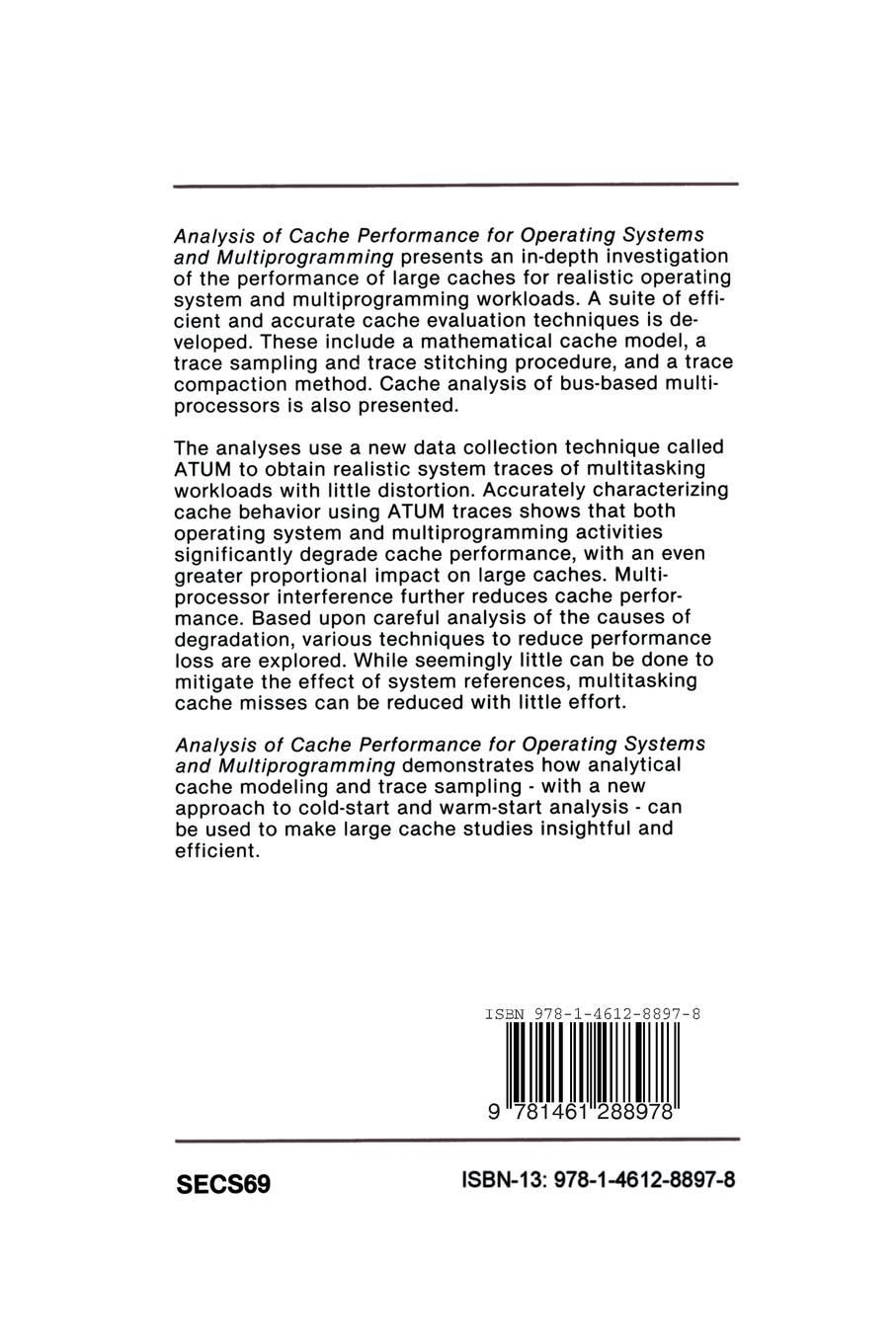 Rückseitencover Analysis of Cache Performance for Operating Systems and Multiprogramming