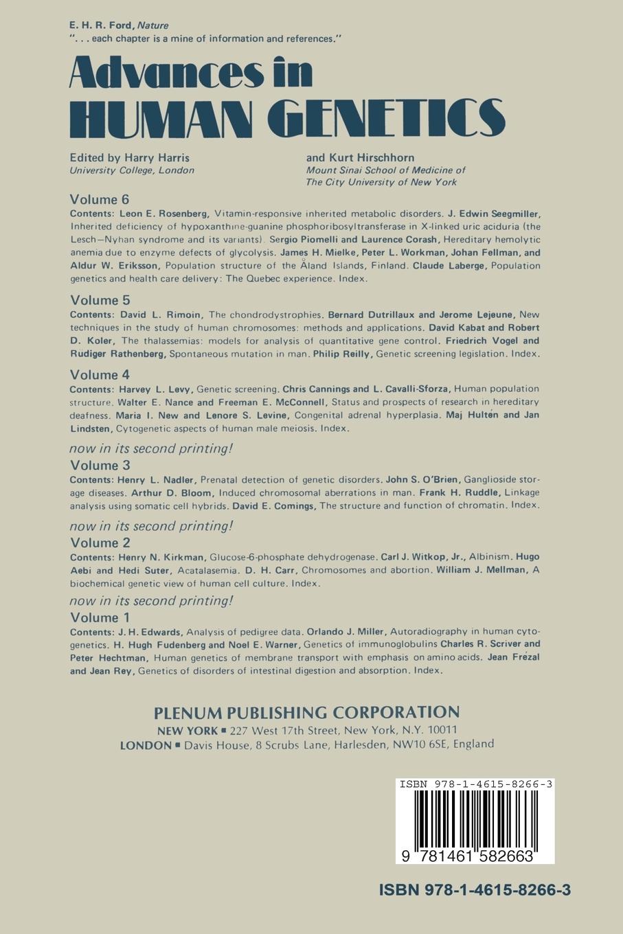 Rückseitencover Advances in Human Genetics 6