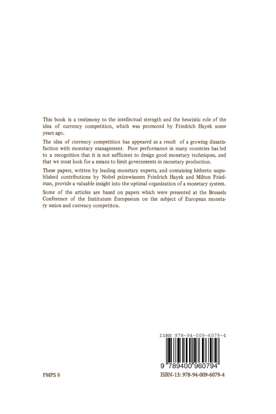 Rückseitencover Currency Competition and Monetary Union