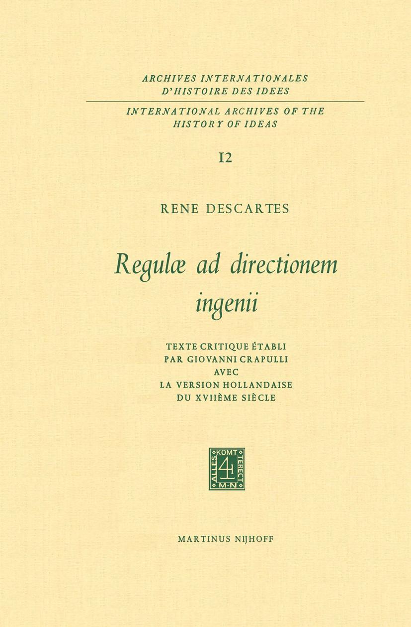 Vorderes Coverbild Regulæ ad Directionem IngenII
