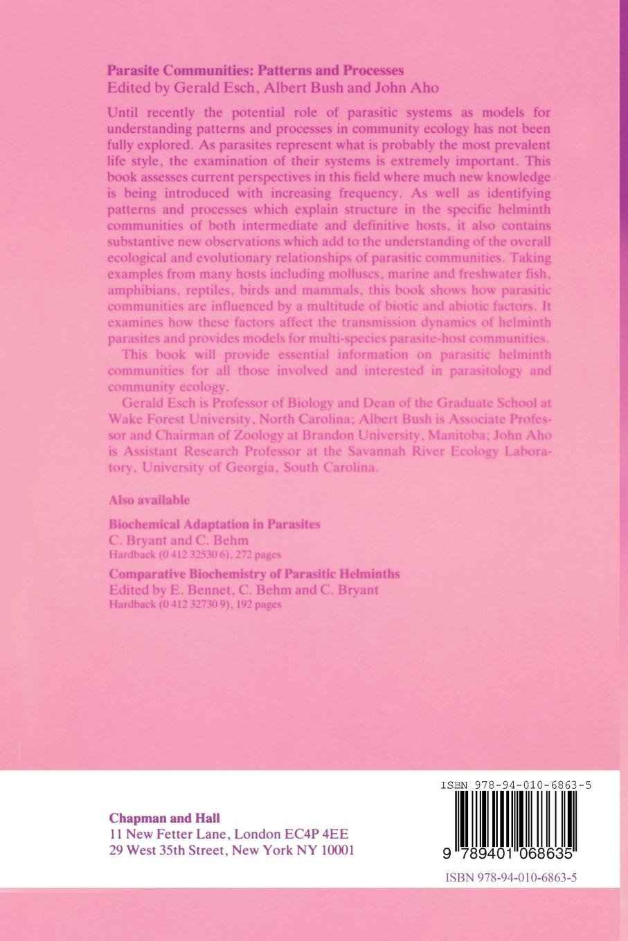 Rückseitencover Parasite Communities: Patterns and Processes
