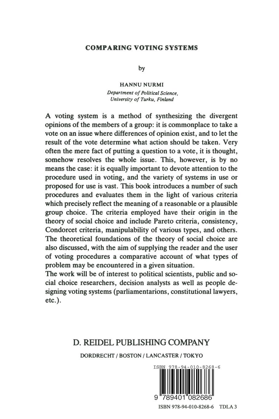 Rückseitencover Comparing Voting Systems