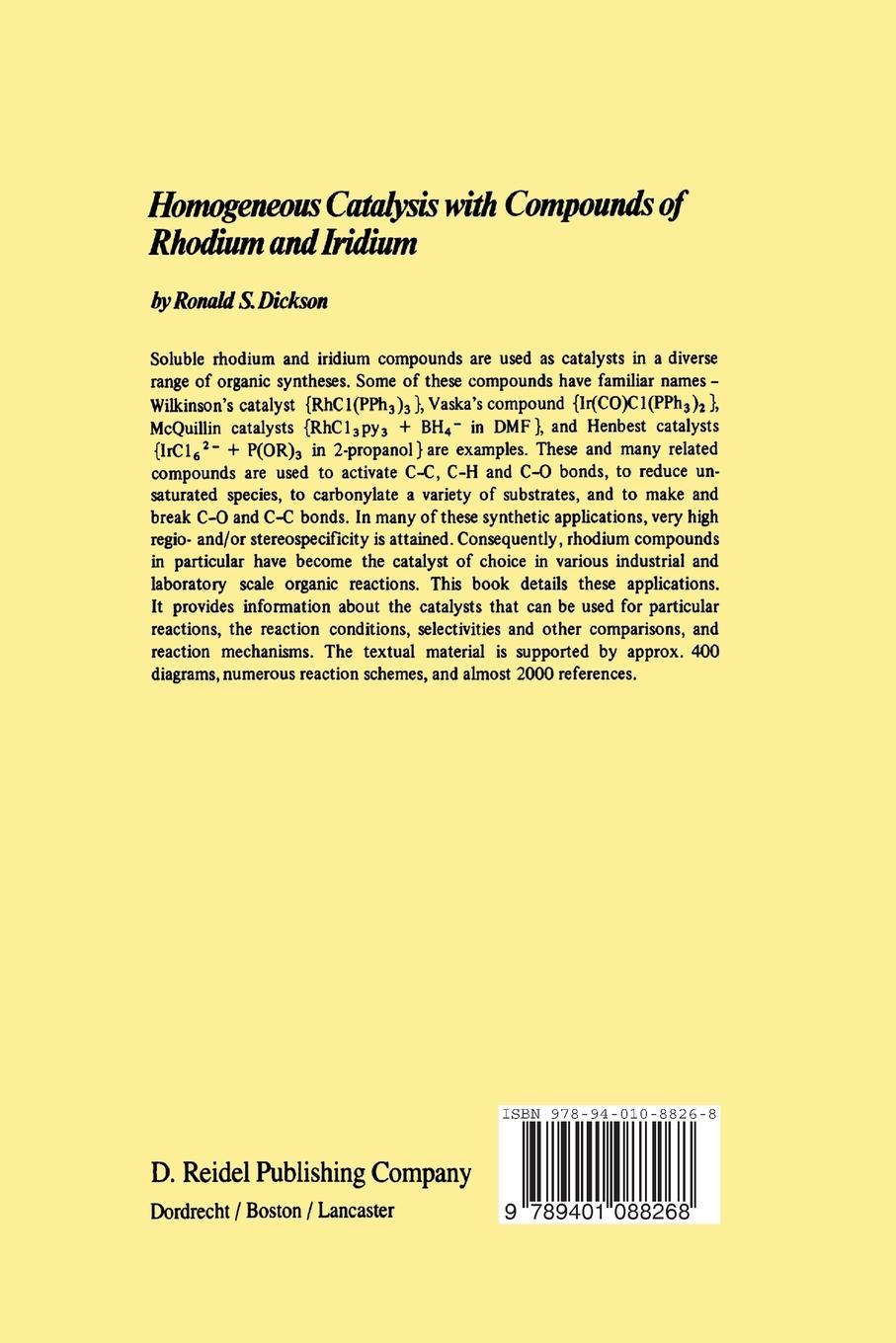 Rückseitencover Homogeneous Catalysis with Compounds of Rhodium and Iridium