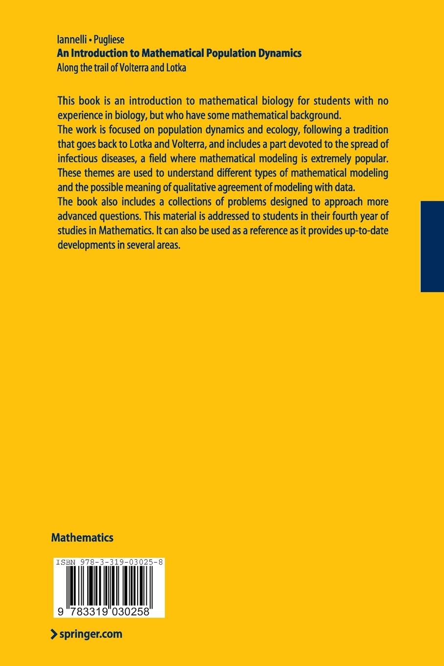 Rückseitencover An Introduction to Mathematical Population Dynamics