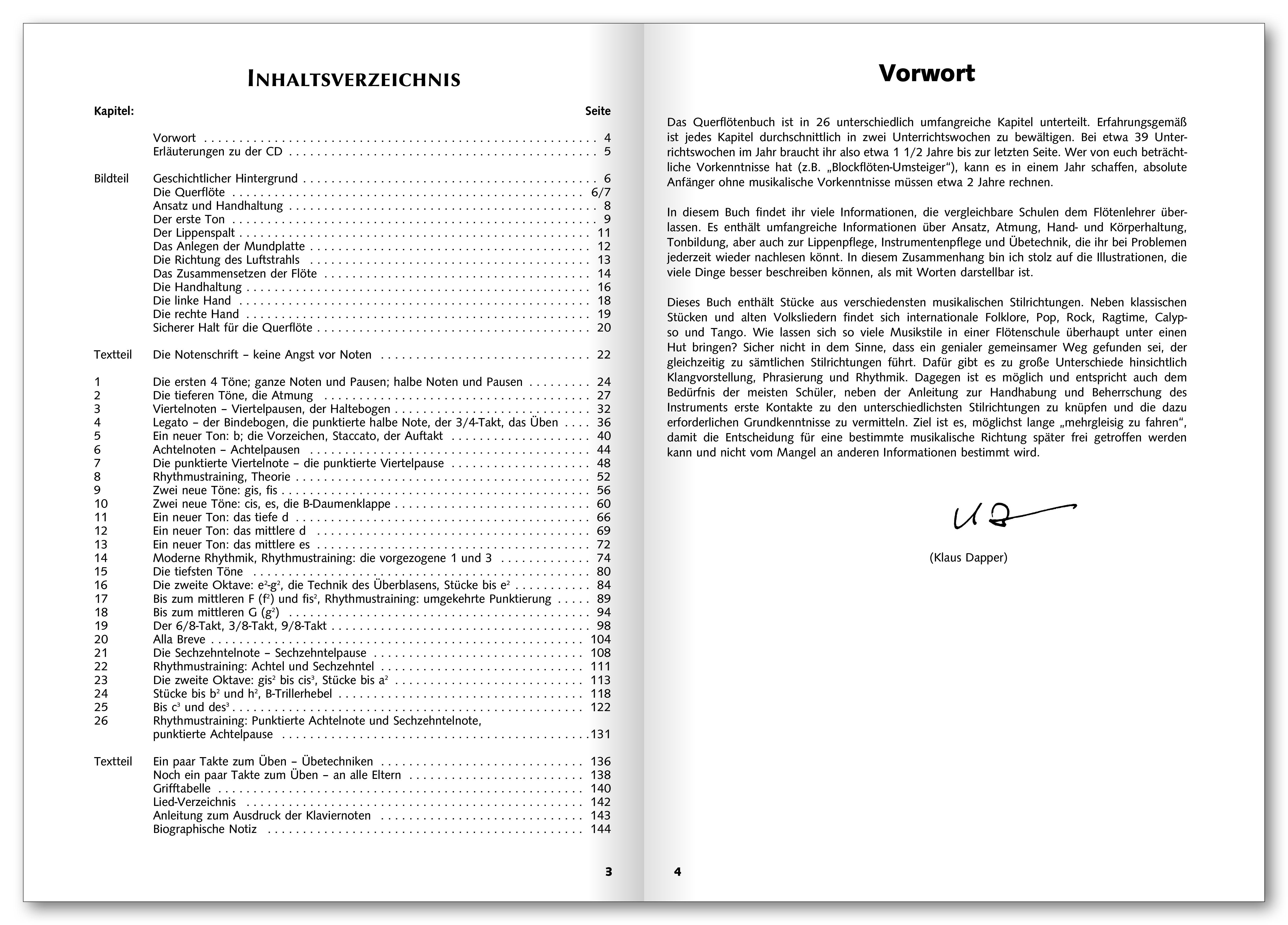 Beispielinhalt (Bild) Das Querflötenbuch von klassisch bis modern. Mit CD