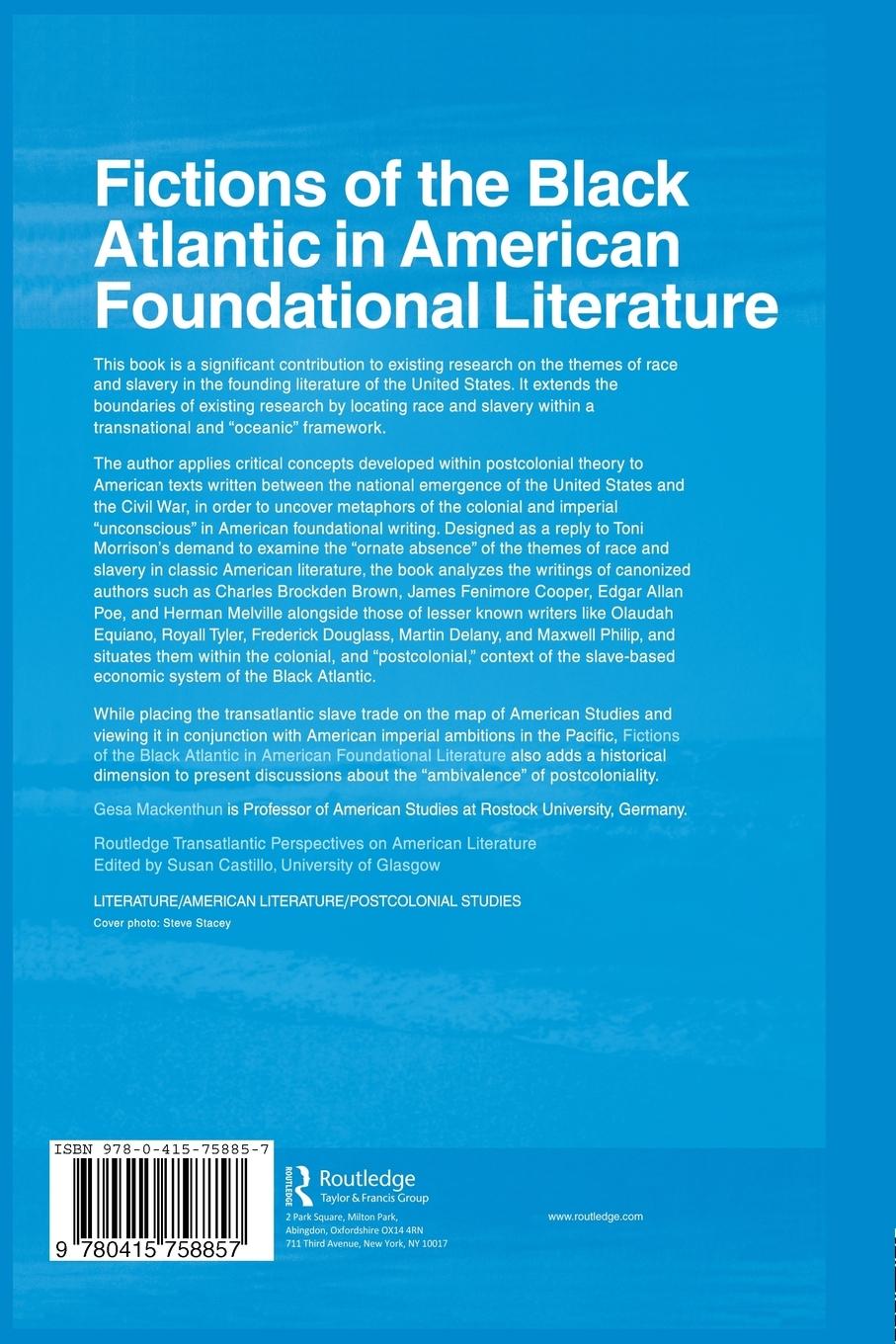 Rückseitencover Fictions of the Black Atlantic in American Foundational Literature