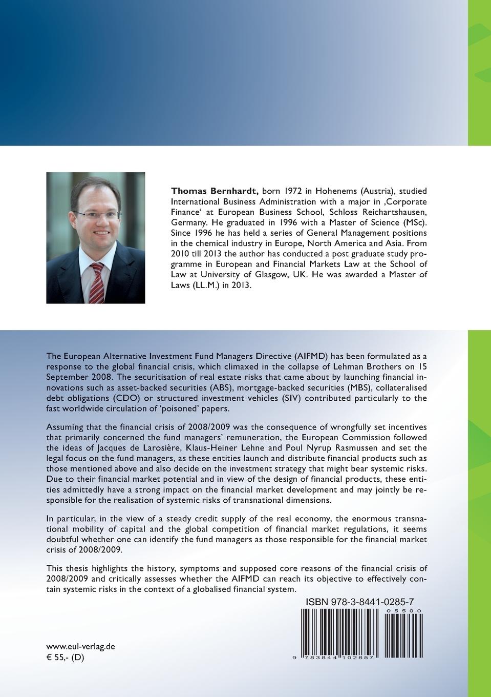 Rückseitencover The European Alternative Investment Fund Managers Directive (AIFMD)