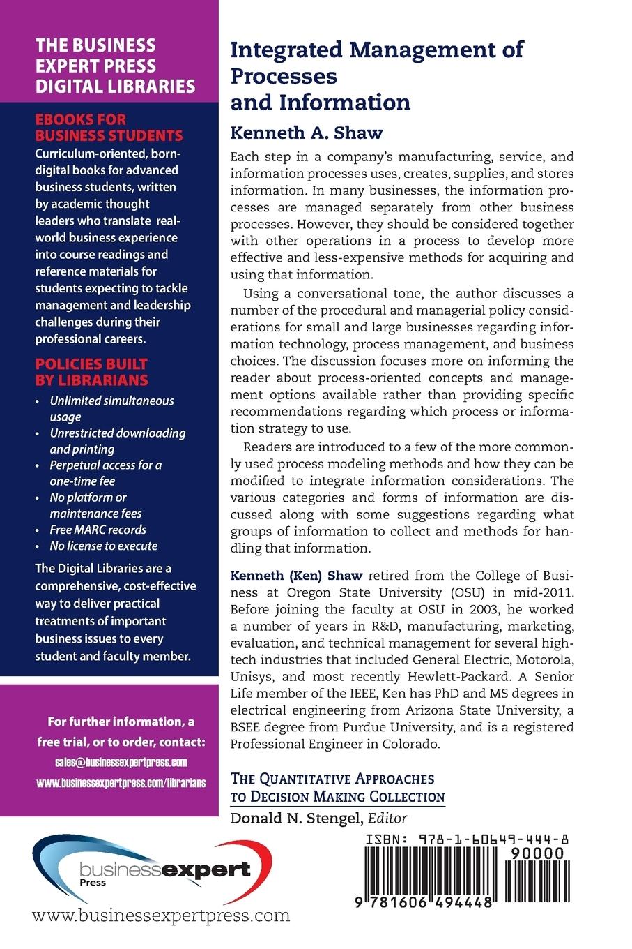 Rückseitencover Integrated Management of Processes and Information