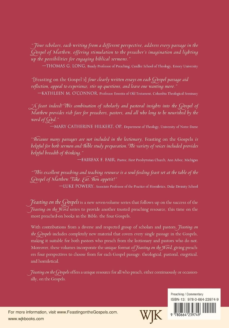 Rückseitencover Feasting on the Gospels, Matthew Volume 2