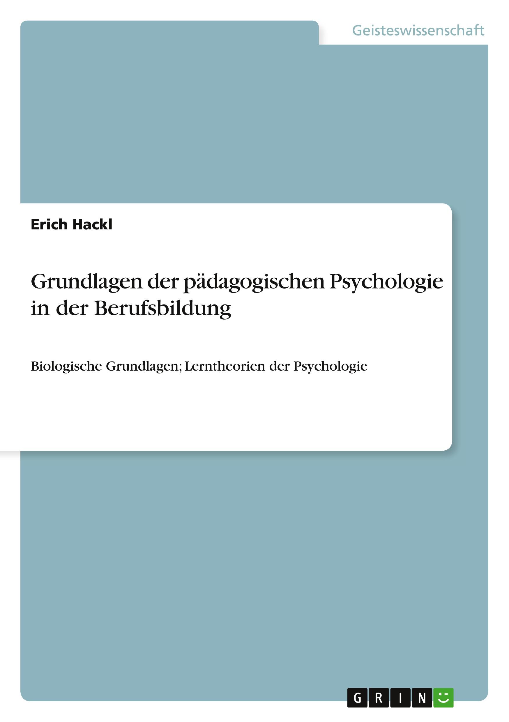 Vorderes Coverbild Grundlagen der pädagogischen Psychologie in der Berufsbildung