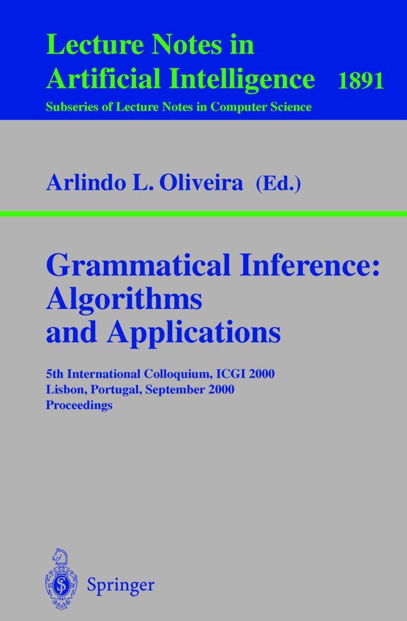 Vorderes Coverbild Grammatical Inference: Algorithms and Applications
