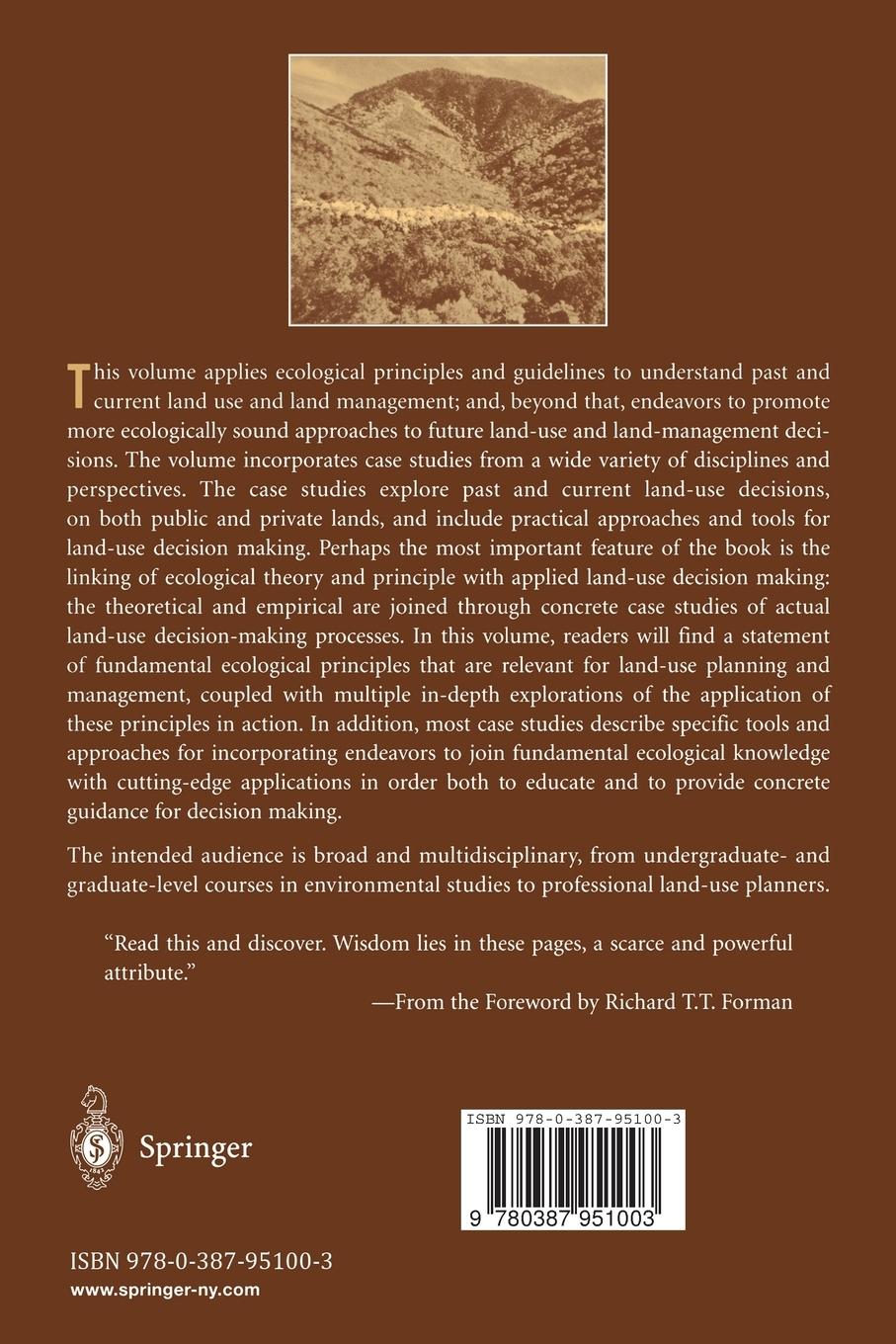 Rückseitencover Applying Ecological Principles to Land Management