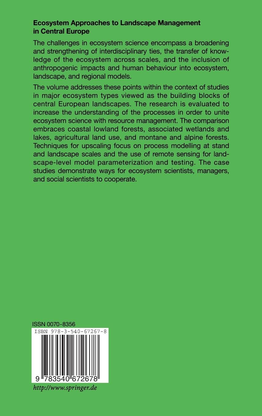 Rückseitencover Ecosystem Approaches to Landscape Management in Central Europe