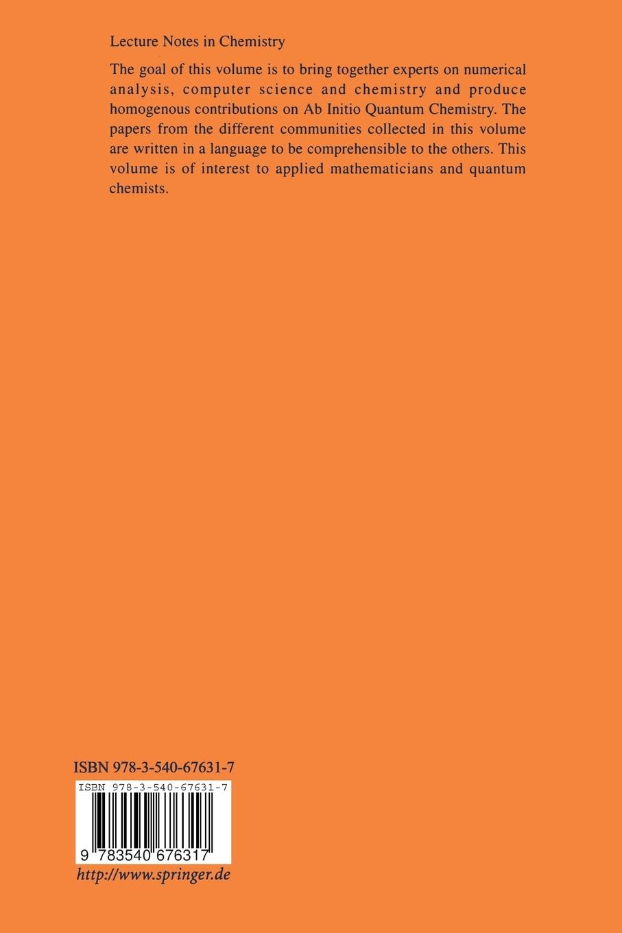 Rückseitencover Mathematical Models and Methods for Ab Initio Quantum Chemistry