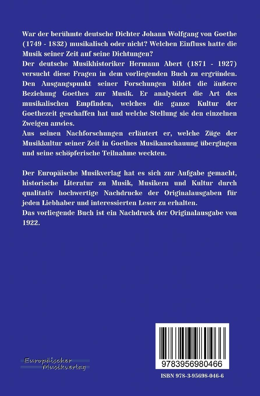 Rückseitencover Goethe und die Musik