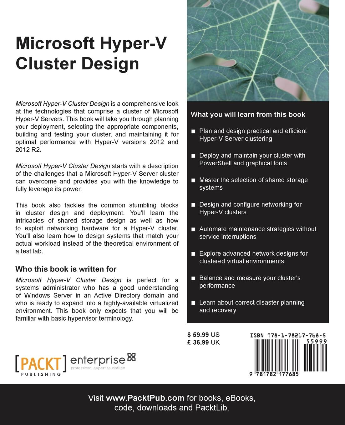 Rückseitencover Microsoft Hyper-V Cluster Design