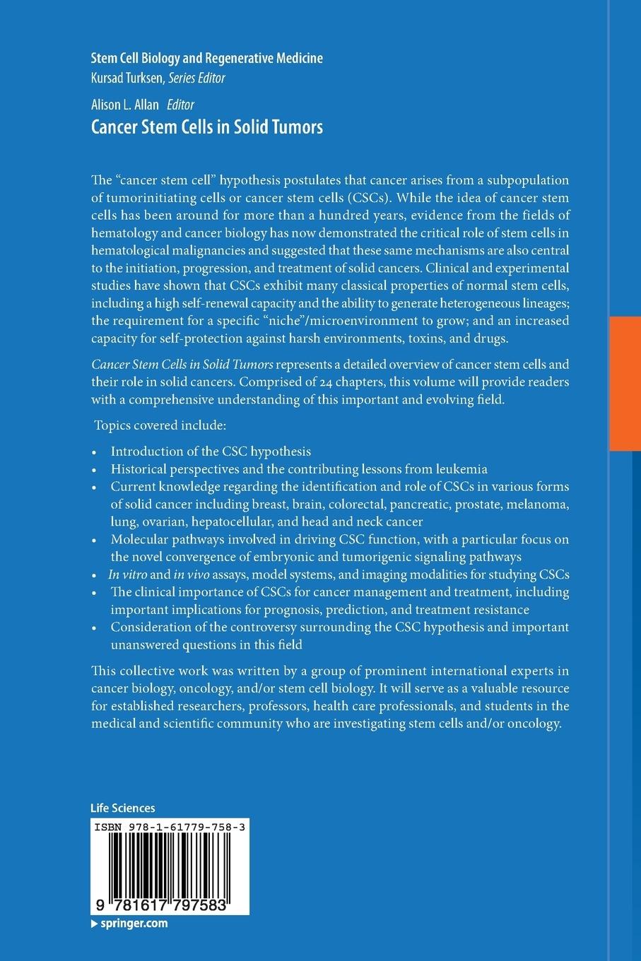 Rückseitencover Cancer Stem Cells in Solid Tumors