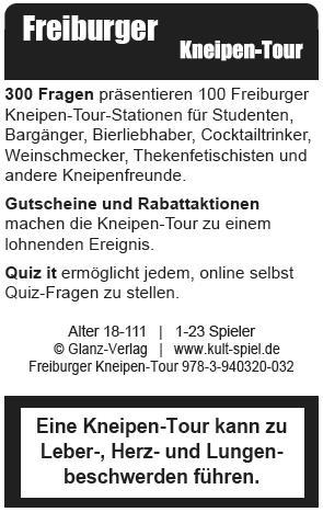 Rückseitencover Freiburger Kneipen-Tour. Kneipenquiz + Kneipengutscheine