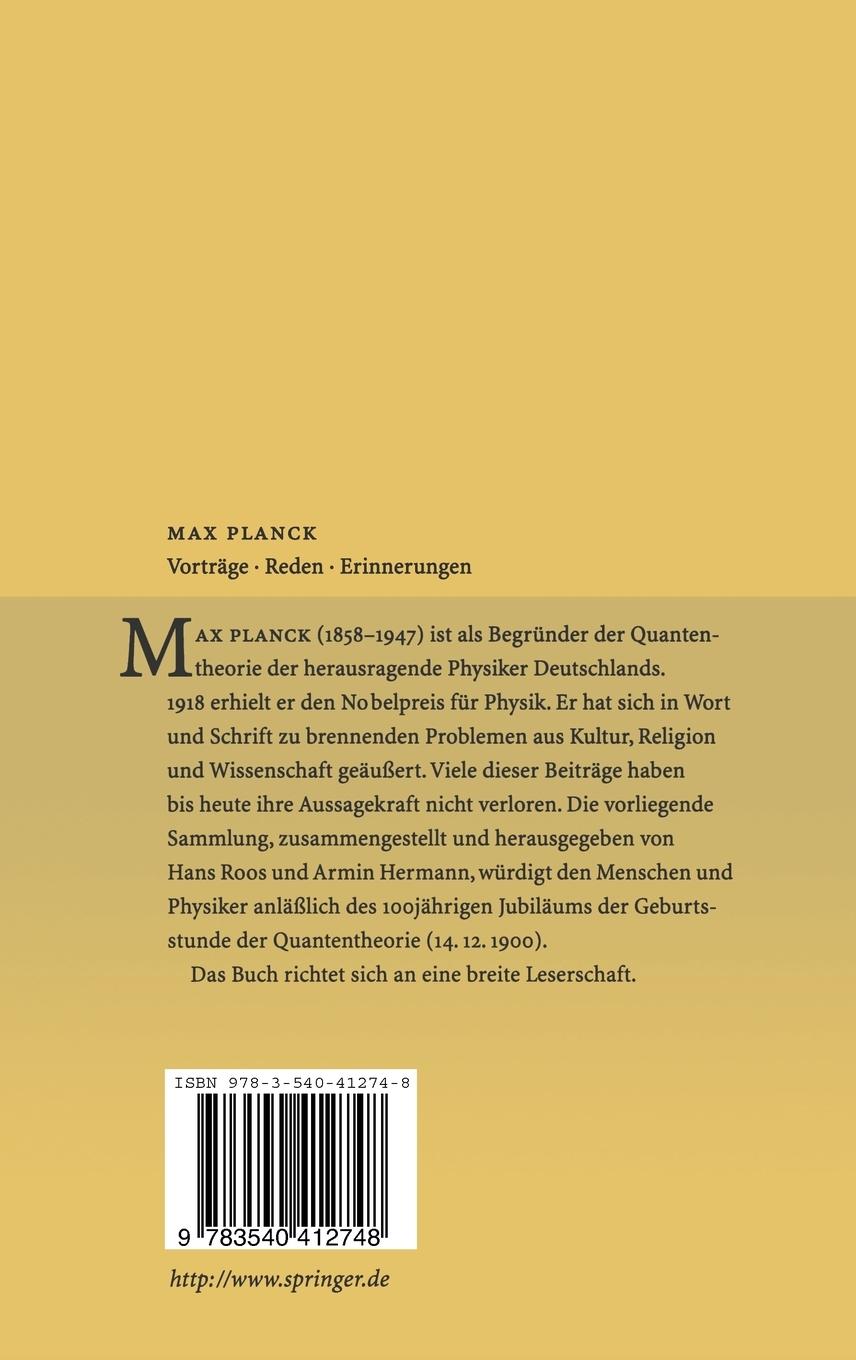 Rückseitencover Vorträge Reden Erinnerungen