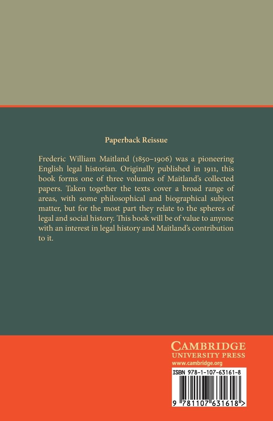 Rückseitencover The Collected Papers of Frederic William Maitland