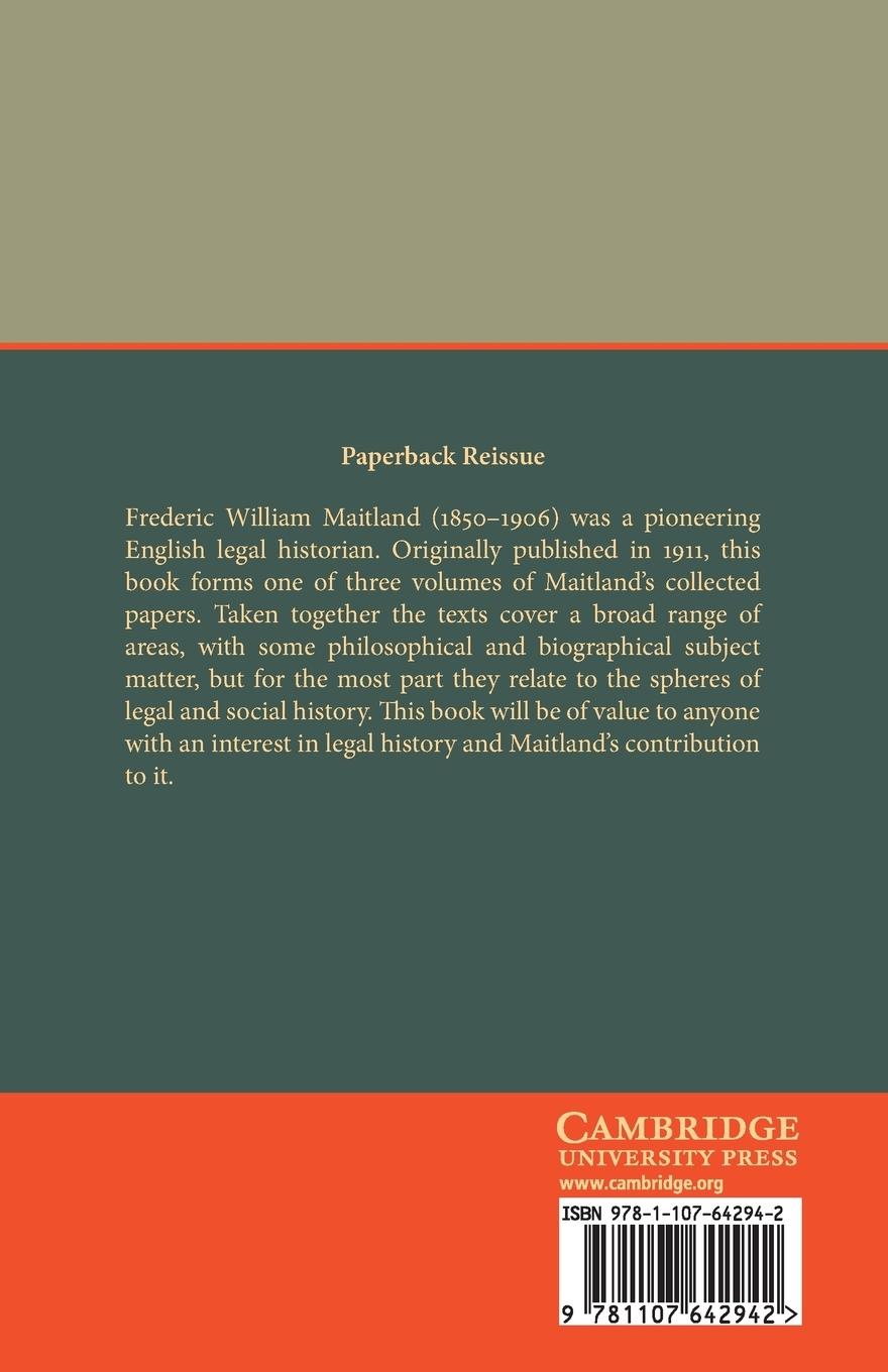 Rückseitencover The Collected Papers of Frederic William Maitland