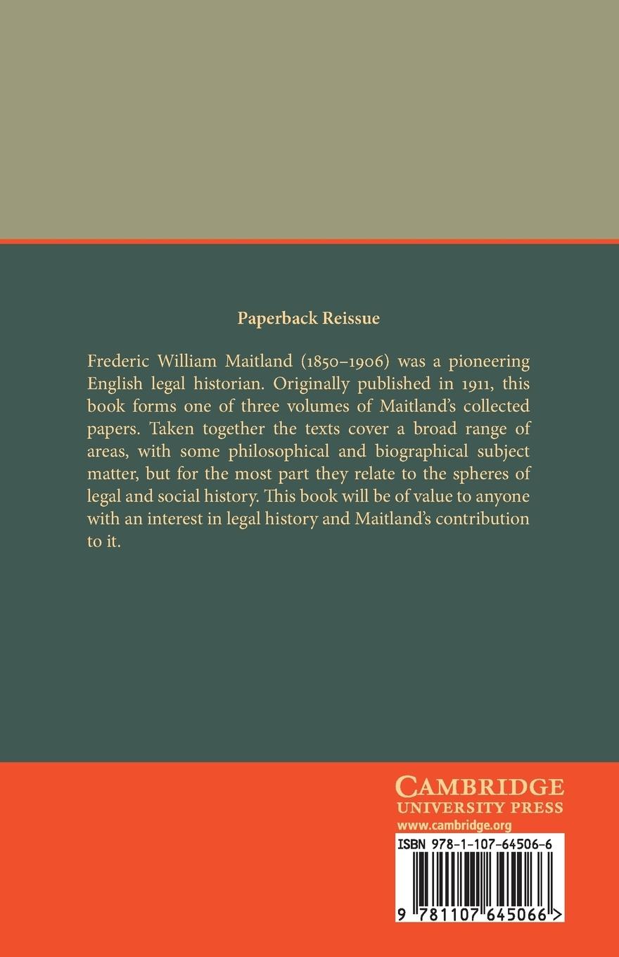 Rückseitencover The Collected Papers of Frederic William Maitland