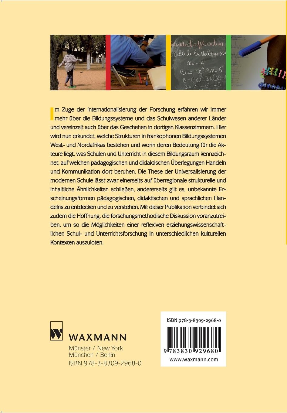 Rückseitencover Schulsysteme, Unterricht und Bildung im mehrsprachigen frankophonen Westen und Norden Afrikas