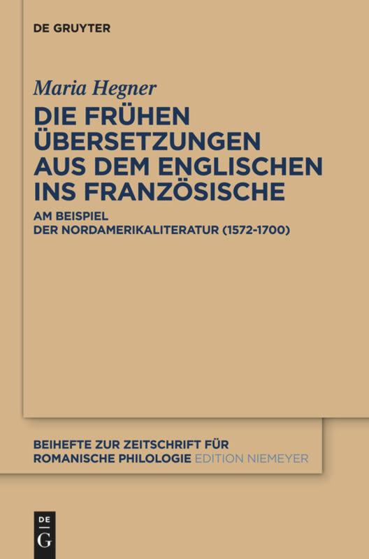 Vorderes Coverbild Die frühen Übersetzungen aus dem Englischen ins Französische