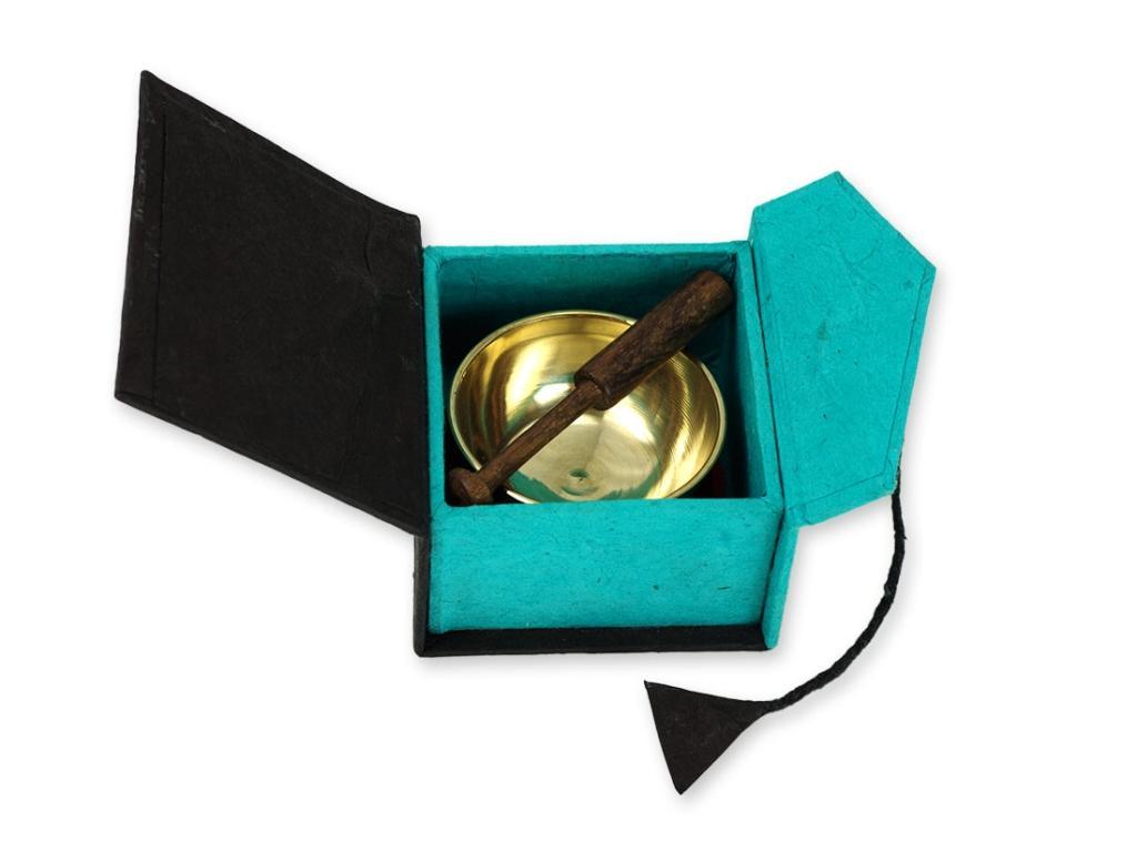 Beispielinhalt (Bild) Mini-Klangschale in Box (schwarz / türkis)