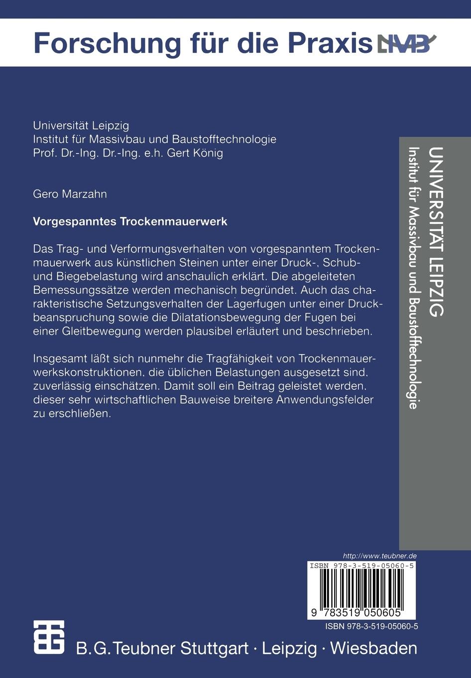 Rückseitencover Vorgespanntes Trockenmauerwerk