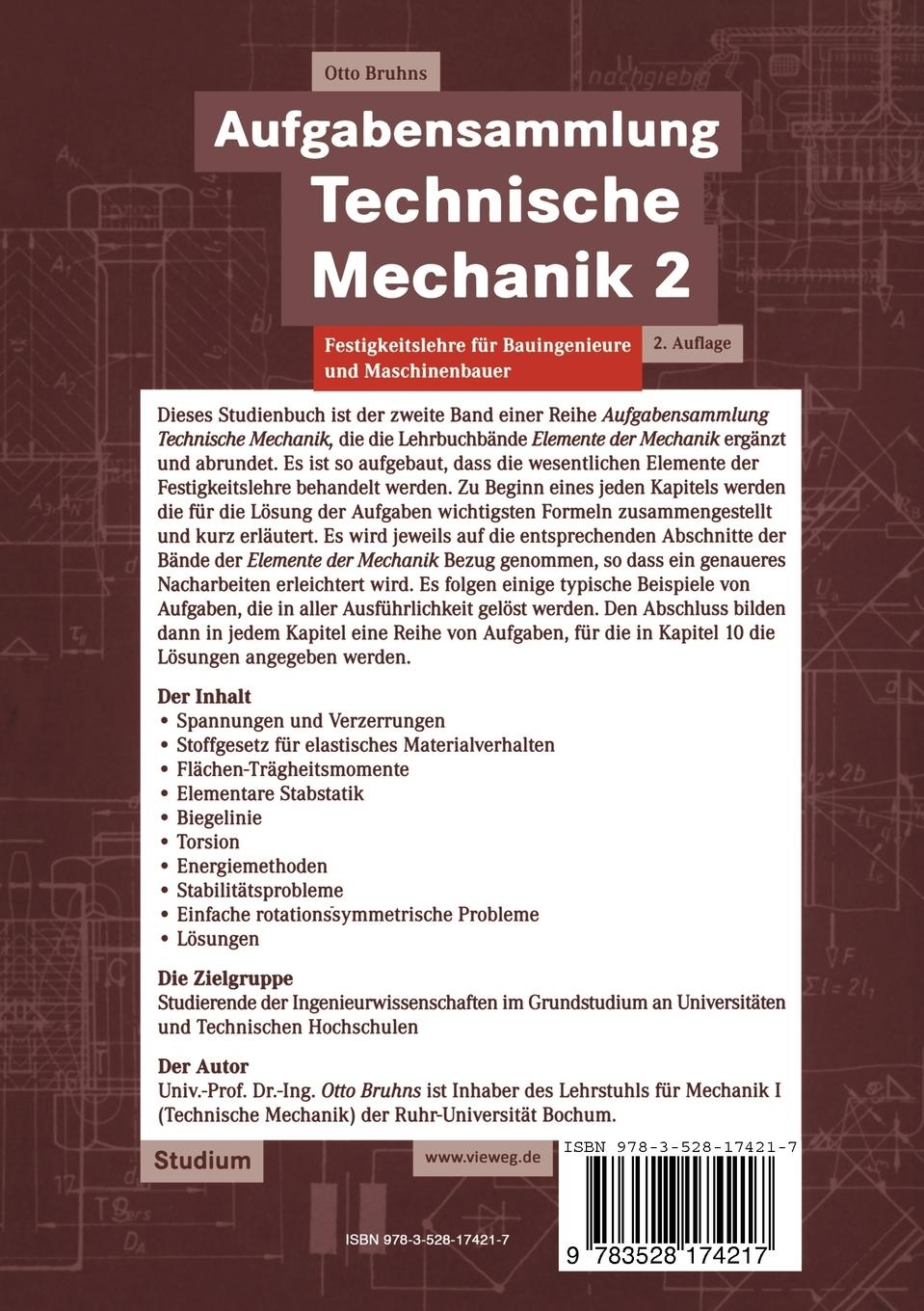 Rückseitencover Aufgabensammlung Technische Mechanik 2