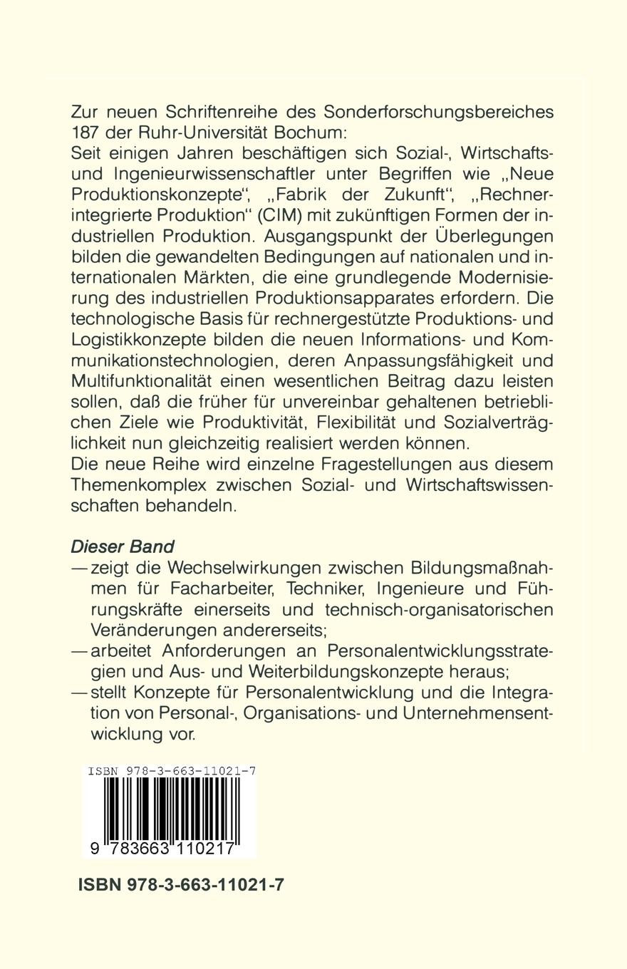 Rückseitencover Personalentwicklung für die neue Fabrik