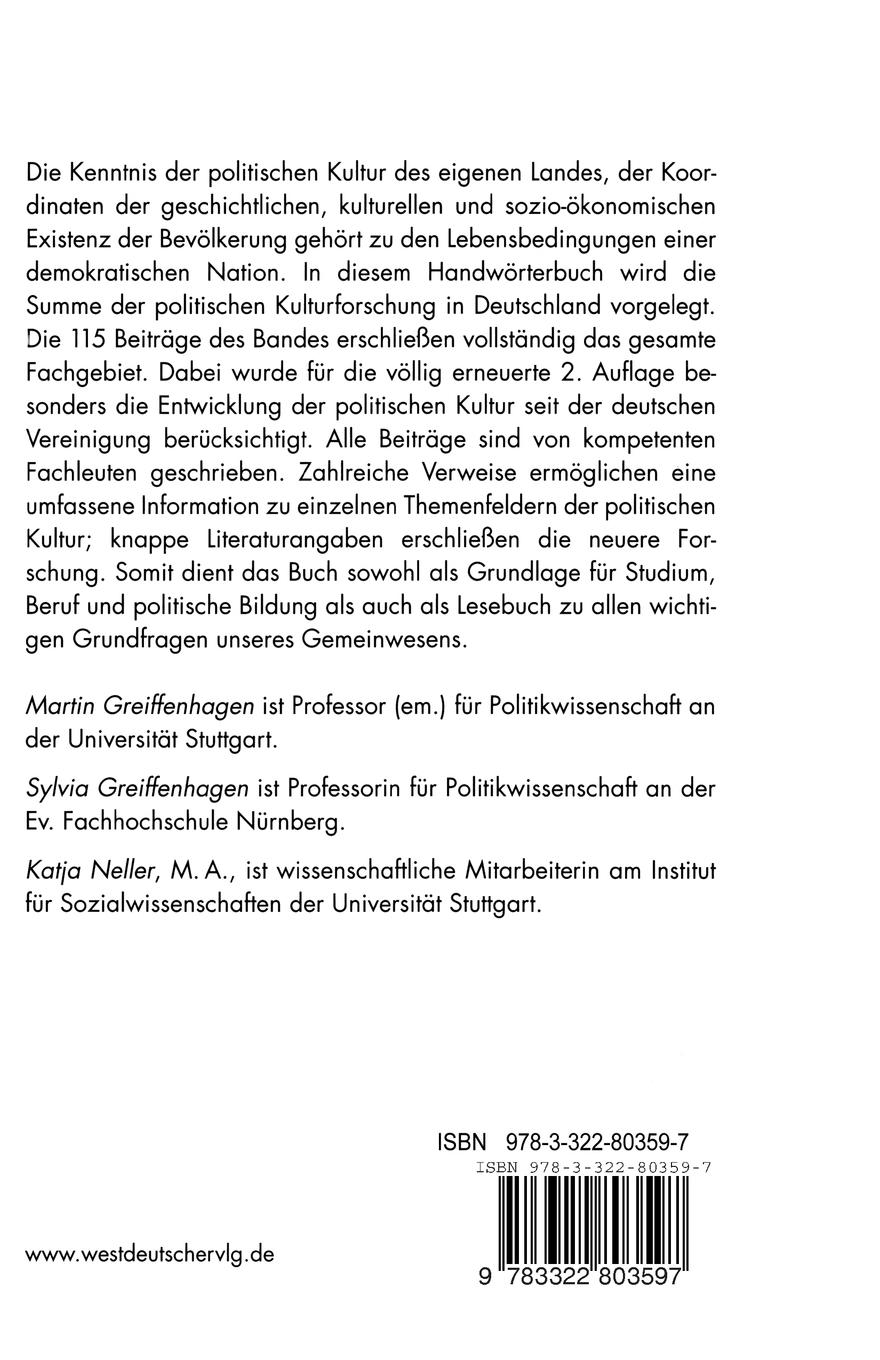 Rückseitencover Handwörterbuch zur politischen Kultur der Bundesrepublik Deutschland