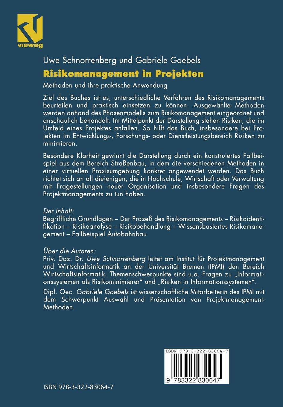 Rückseitencover Risikomanagement in Projekten