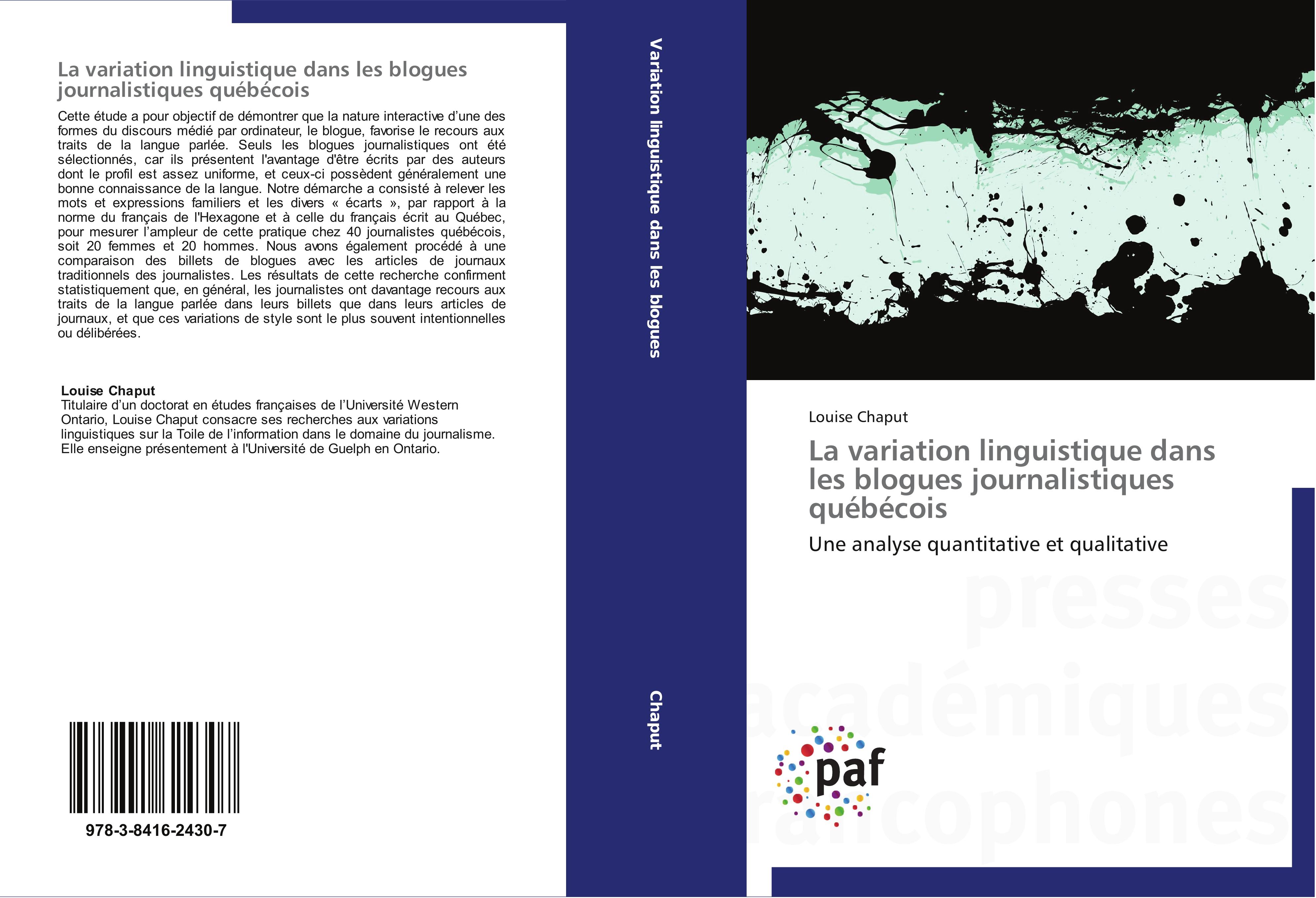 Vorderes Coverbild La variation linguistique dans les blogues journalistiques québécois