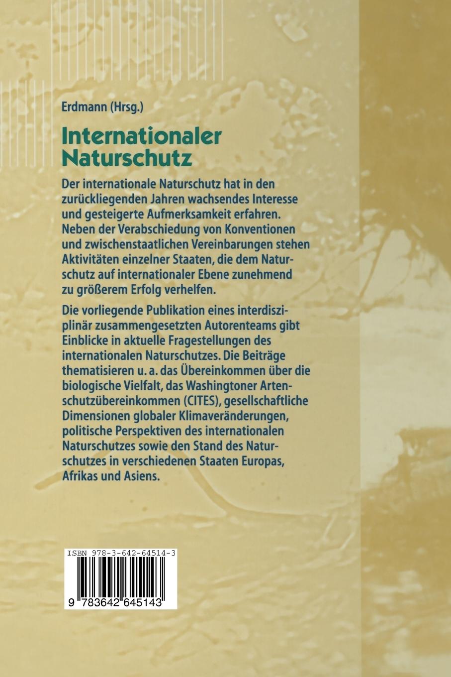 Rückseitencover Internationaler Naturschutz