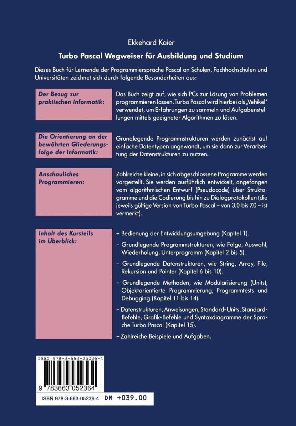 Rückseitencover Turbo Pascal Wegweiser