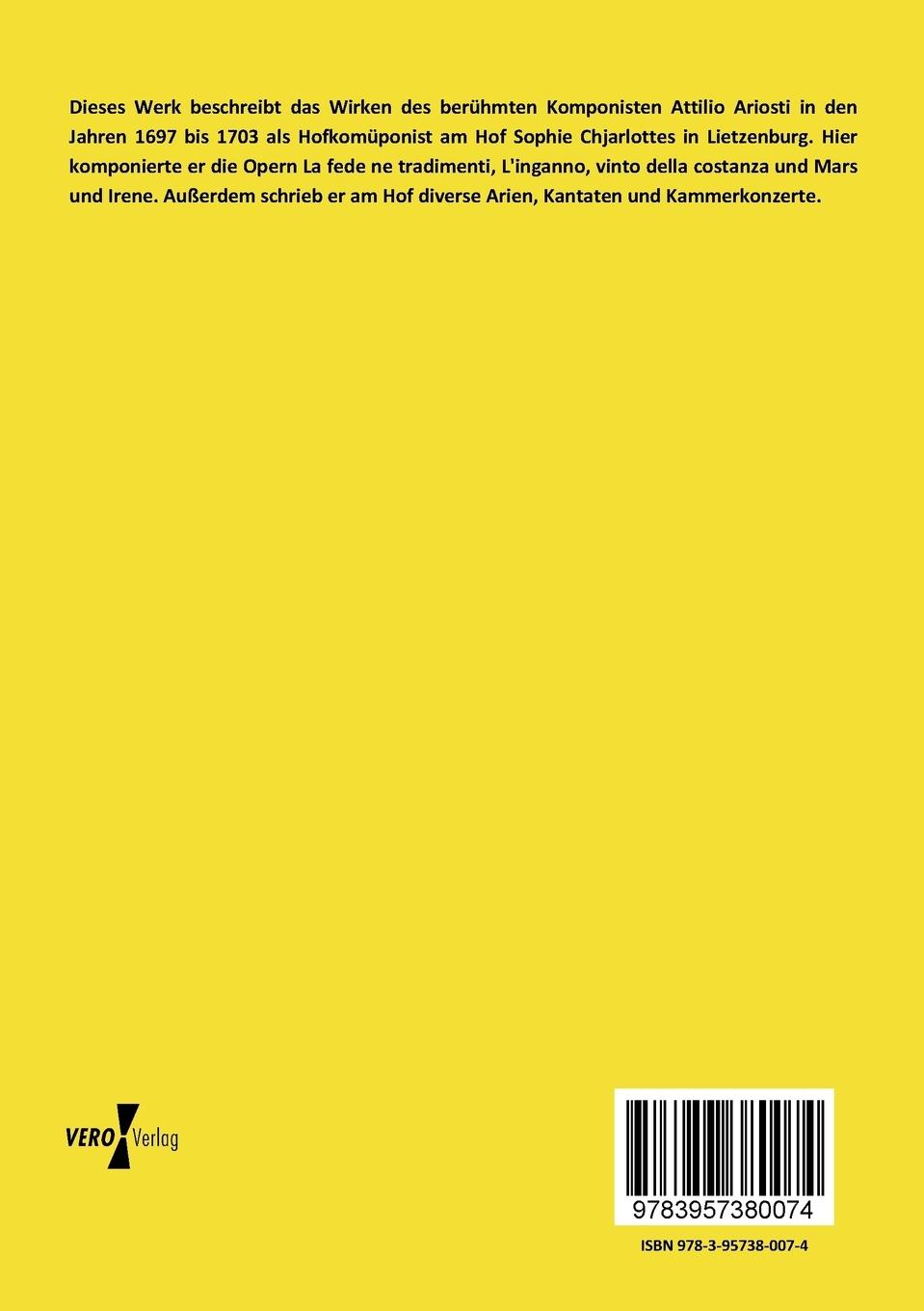 Rückseitencover Ein Beitrag zur Geschichte der Musik am Hofe König Friedrichs I. von Preussen