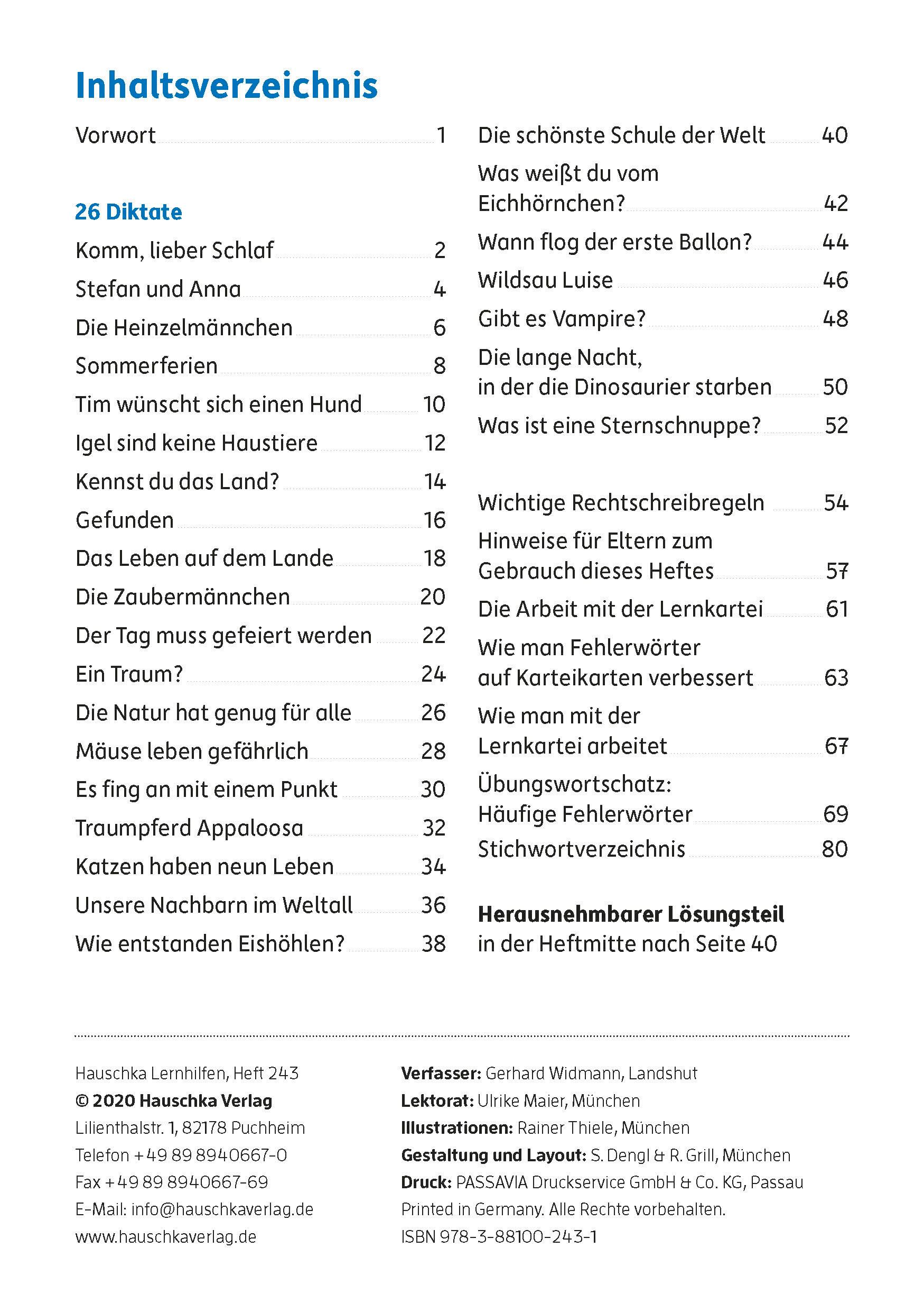 Beispielinhalt (Bild) Diktate Deutsch 3./4. Klasse