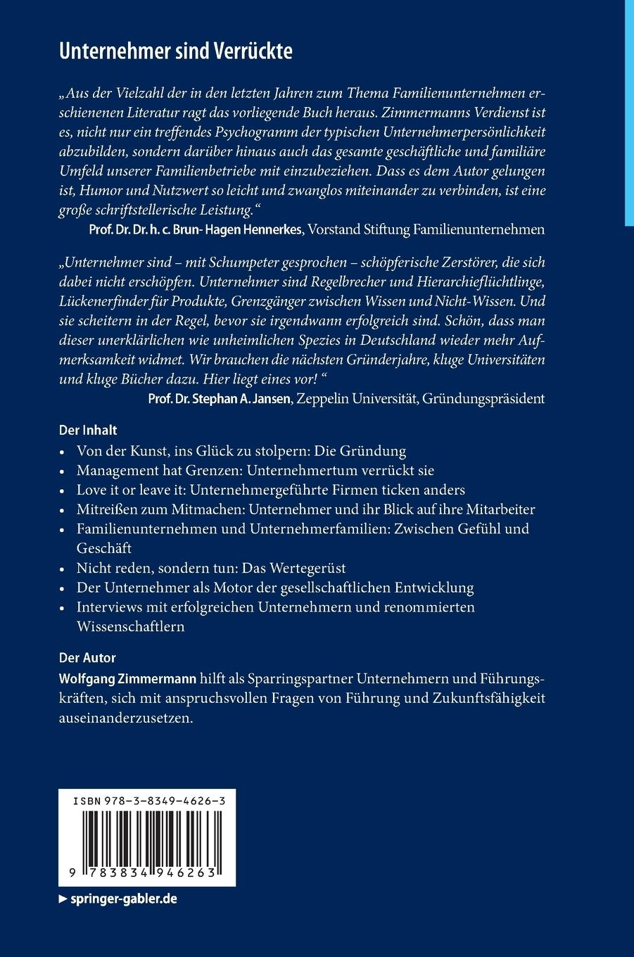 Rückseitencover Unternehmer sind Verrückte