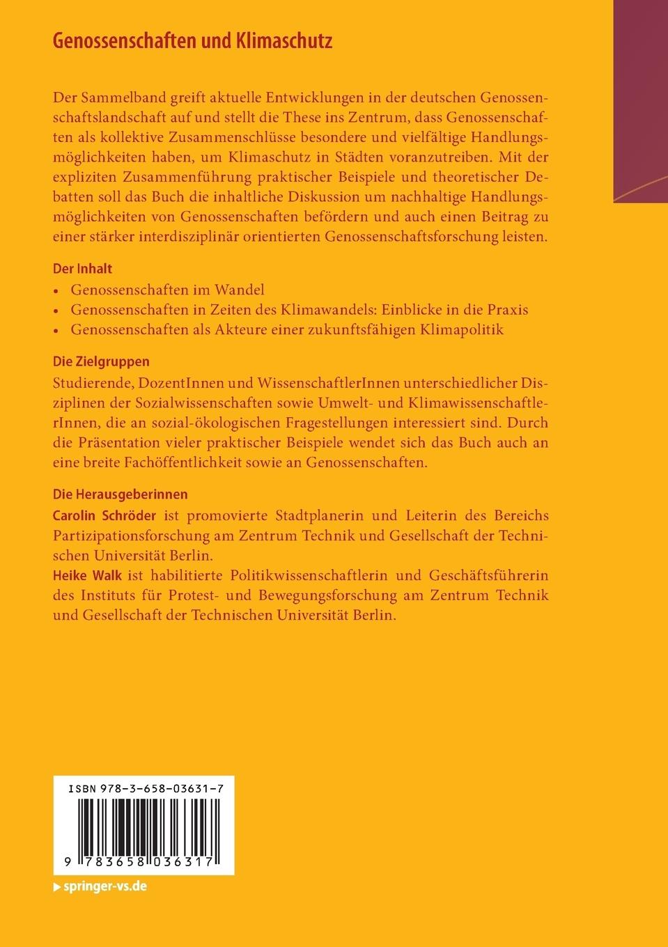 Rückseitencover Genossenschaften und Klimaschutz
