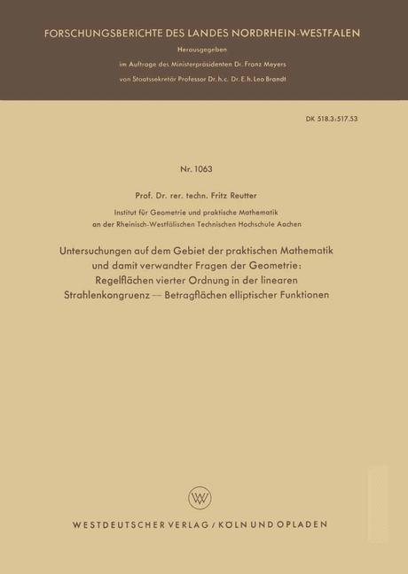 Vorderes Coverbild Untersuchungen auf dem Gebiet der praktischen Mathematik und damit verwandter Fragen der Geometrie