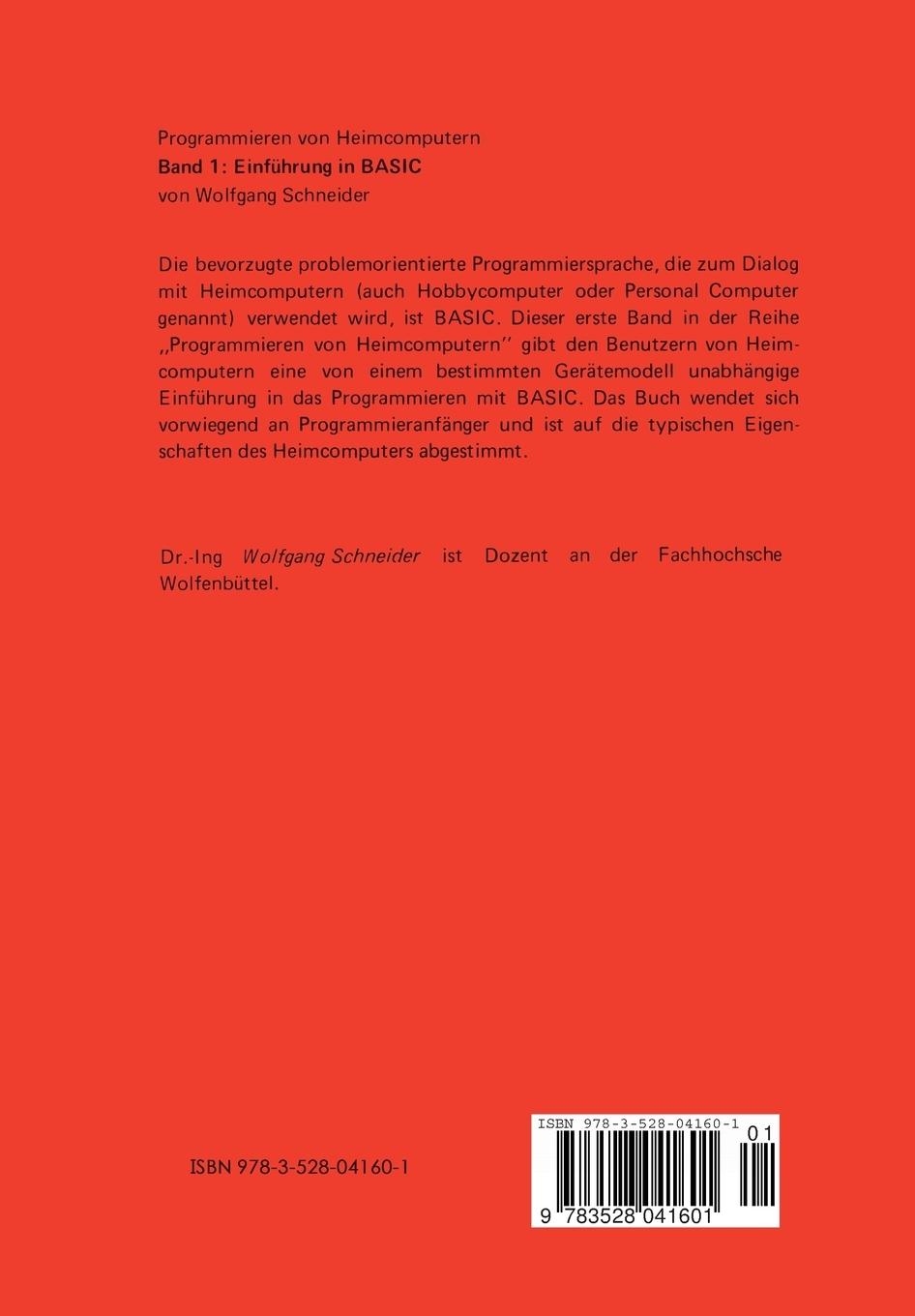 Rückseitencover Einführung in BASIC