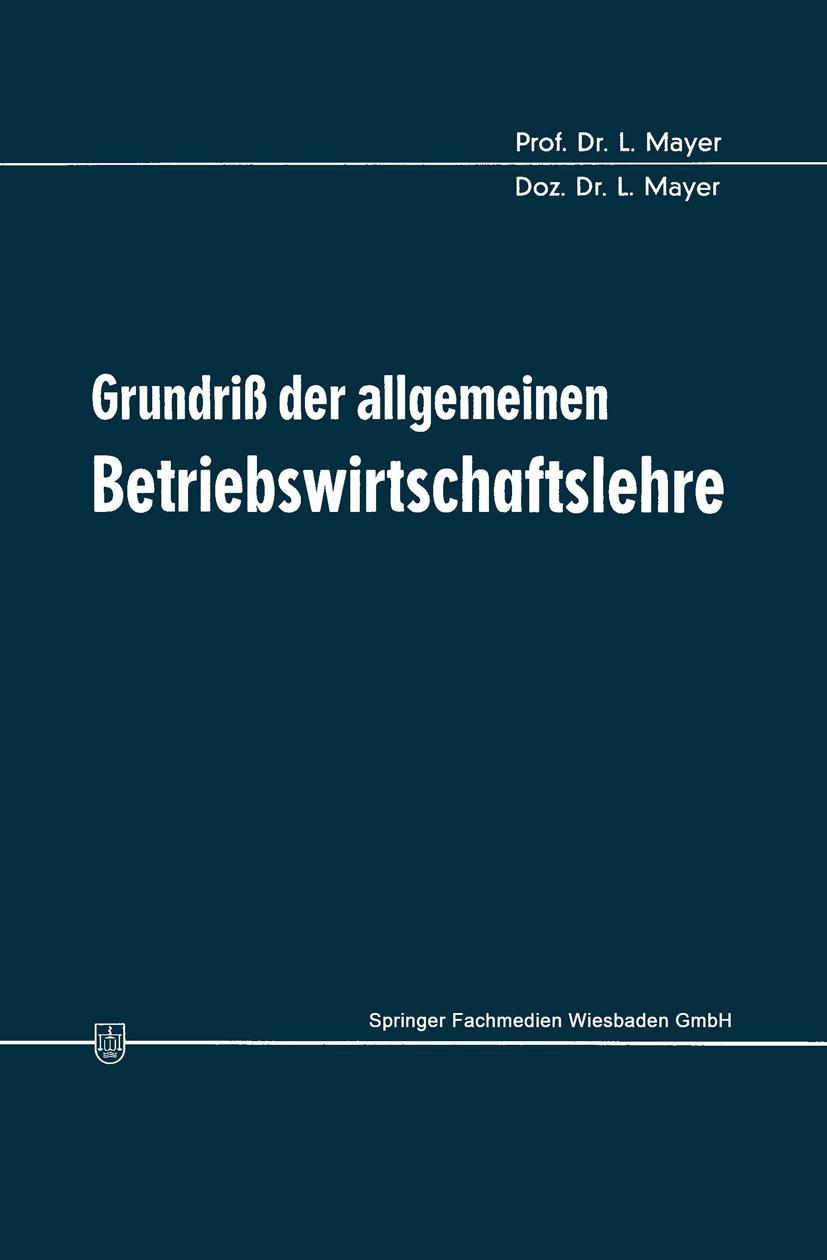 Vorderes Coverbild Grundriß der allgemeinen Betriebswirtschaftslehre