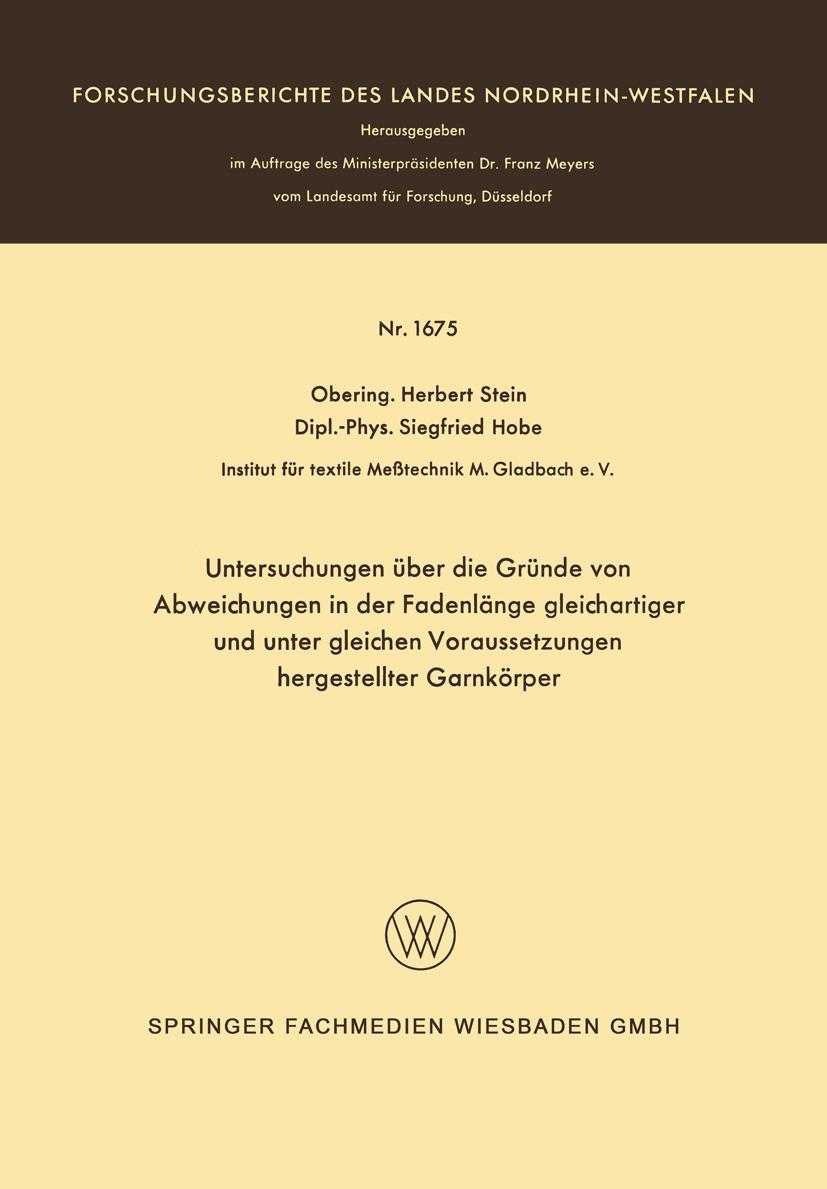 Vorderes Coverbild Untersuchungen über die Gründe von Abweichungen in der Fadenlänge gleichartiger und unter gleichen Voraussetzungen hergestellter Garnkörper
