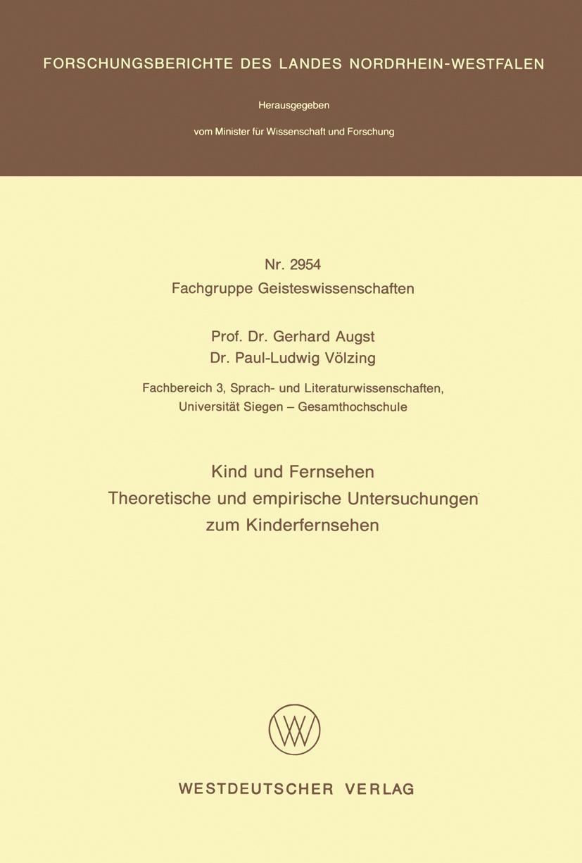 Vorderes Coverbild Kind und Fernsehen